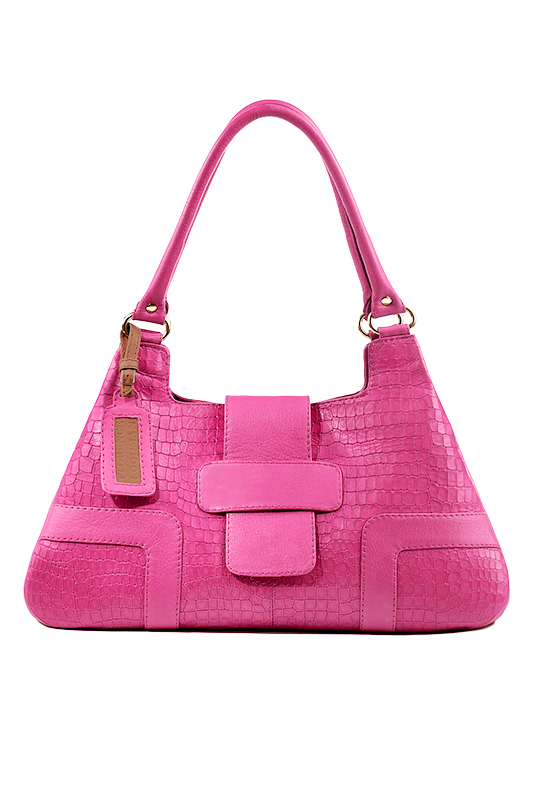 Dress large handbag in fuchsia pink leather - Top view